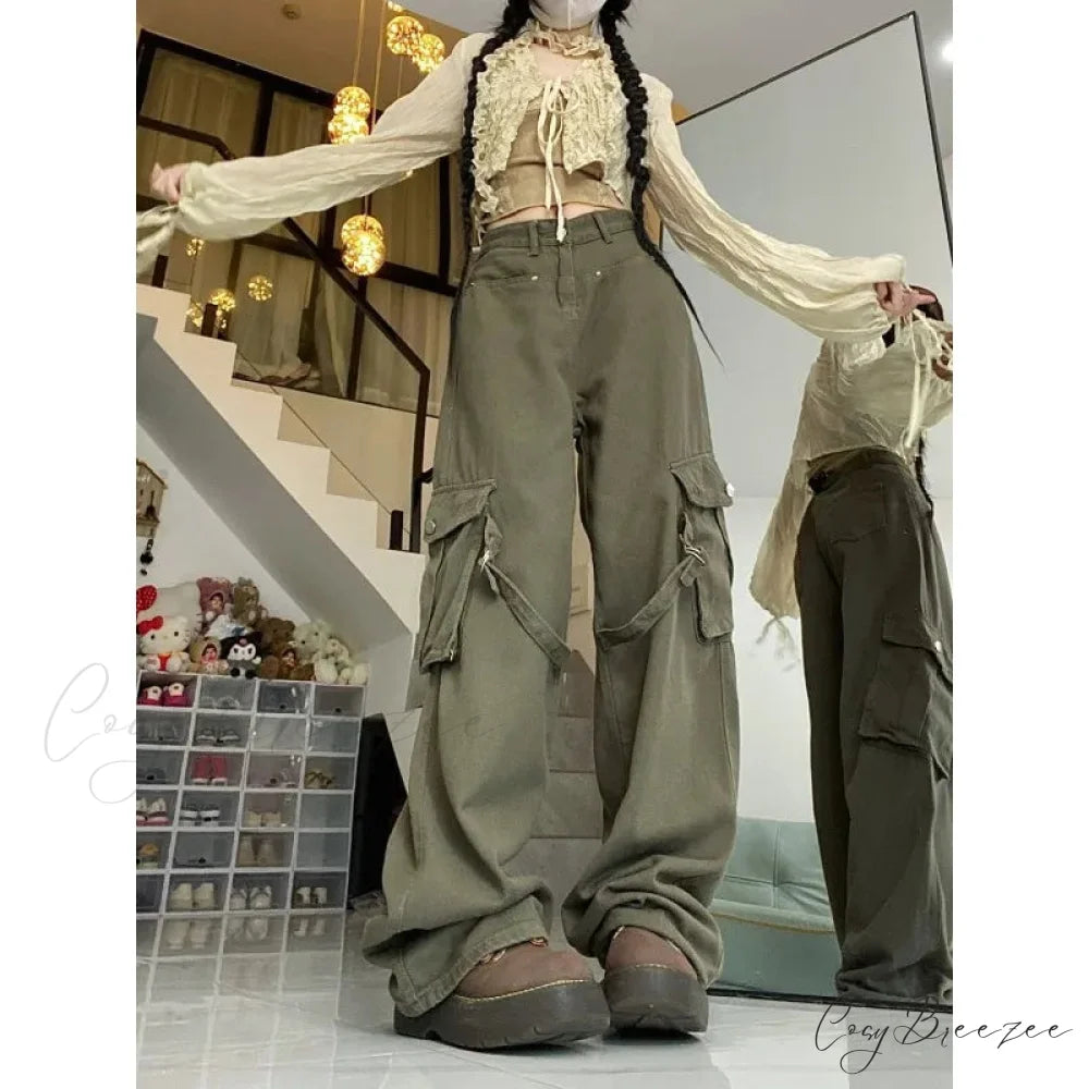Oversized Cargo Denim Jeans Women Pants pants-241228