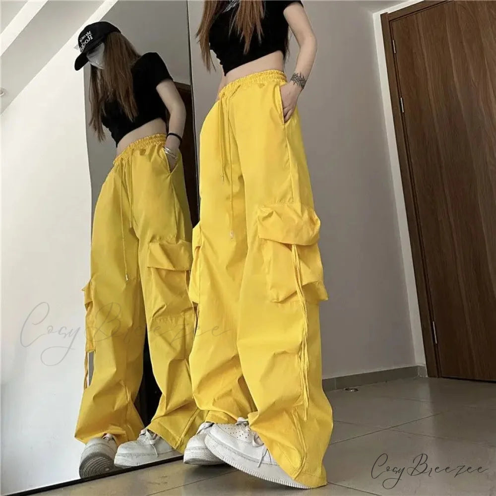 Oversized Cargo Streetwear Relaxed Pants Yellow / S pants-241228