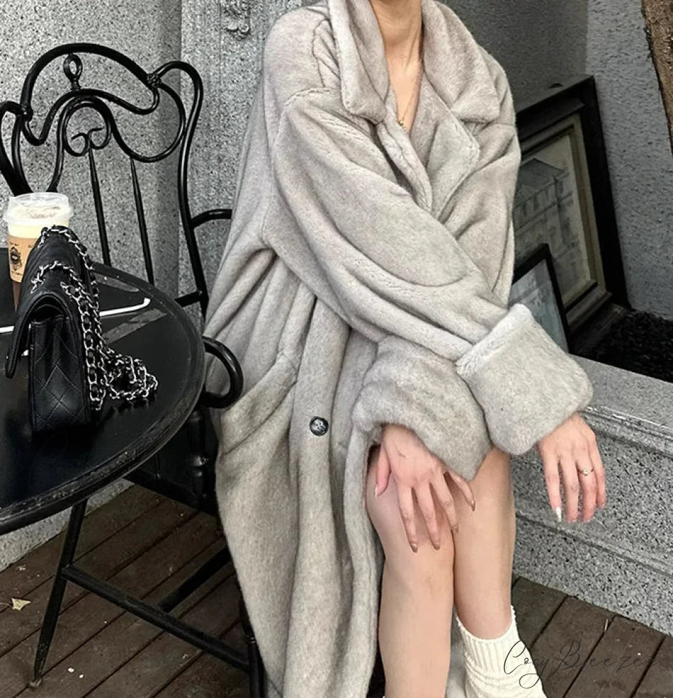 Oversized Faux Mink Fluffy Winter Coat overcoats-241228