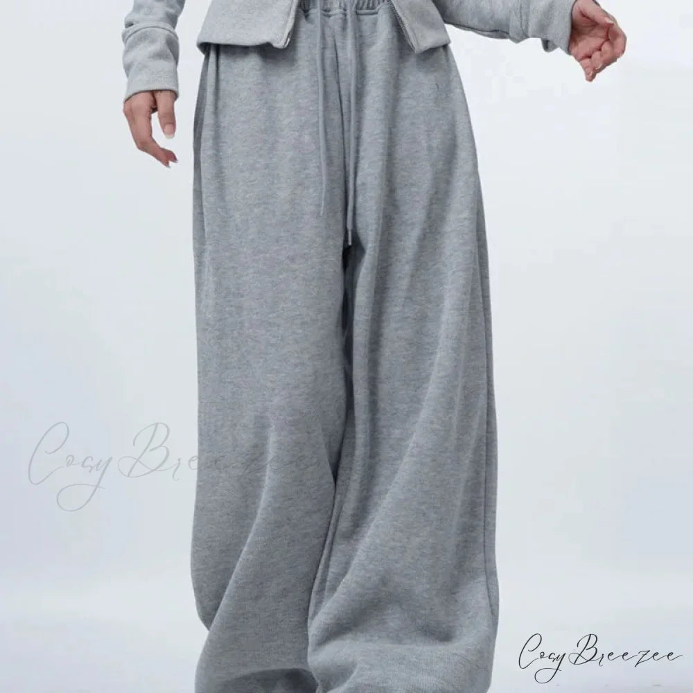 Oversized Gray Y2K Women Sweatpants Pants pants-241228