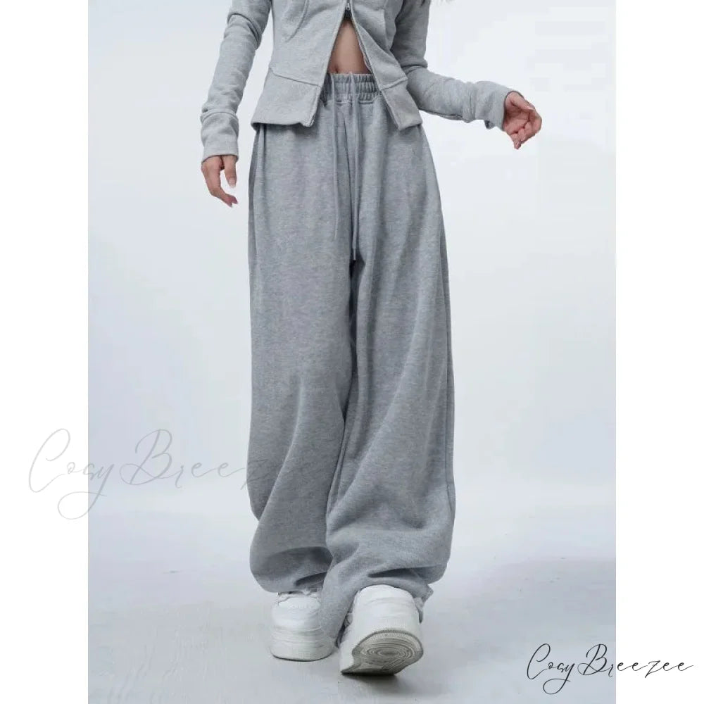 Oversized Gray Y2K Women Sweatpants Pants pants-241228