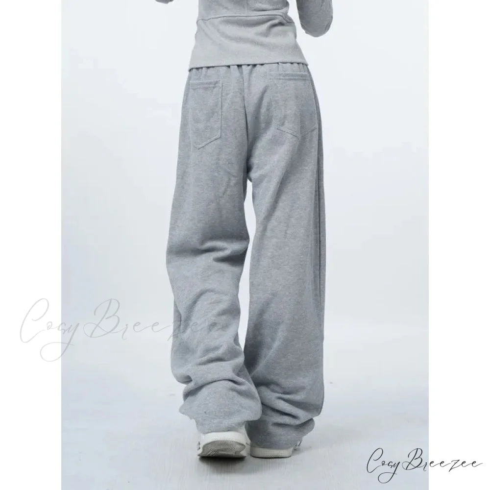Oversized Gray Y2K Women Sweatpants Pants pants-241228