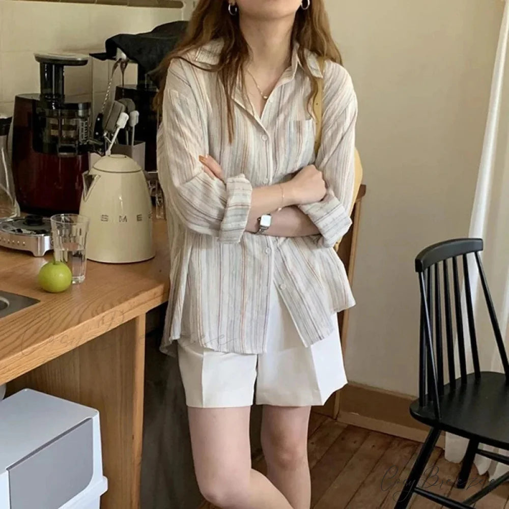 Oversized Plaid Extended Sleeve Shirt blouse-250223