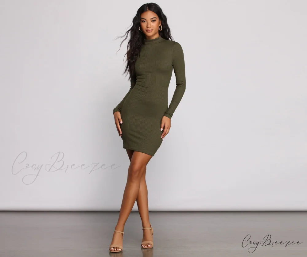 Own Knit Stylish Ruched Mini Dress