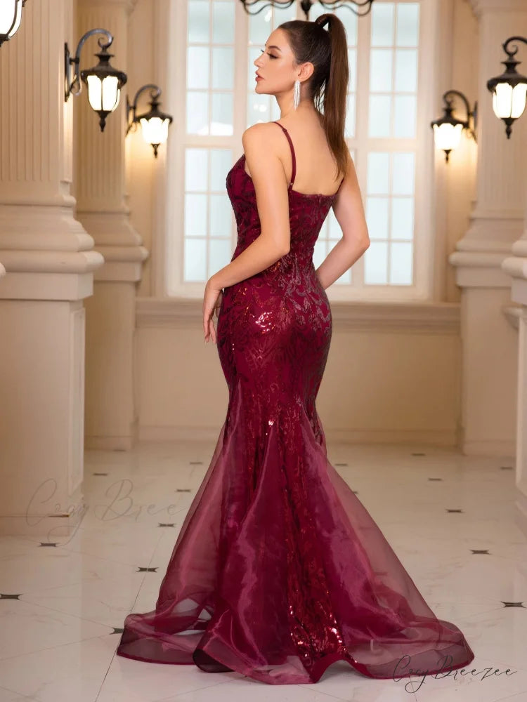 Padded V-Neck Sequin Party Dress