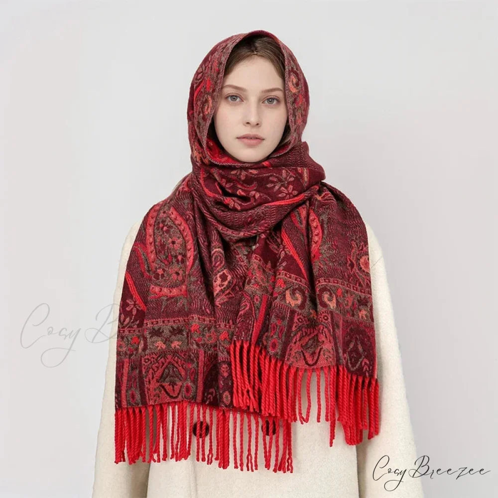 Paisley Print Cashmere Winter Scarf Color18 scarf-241228