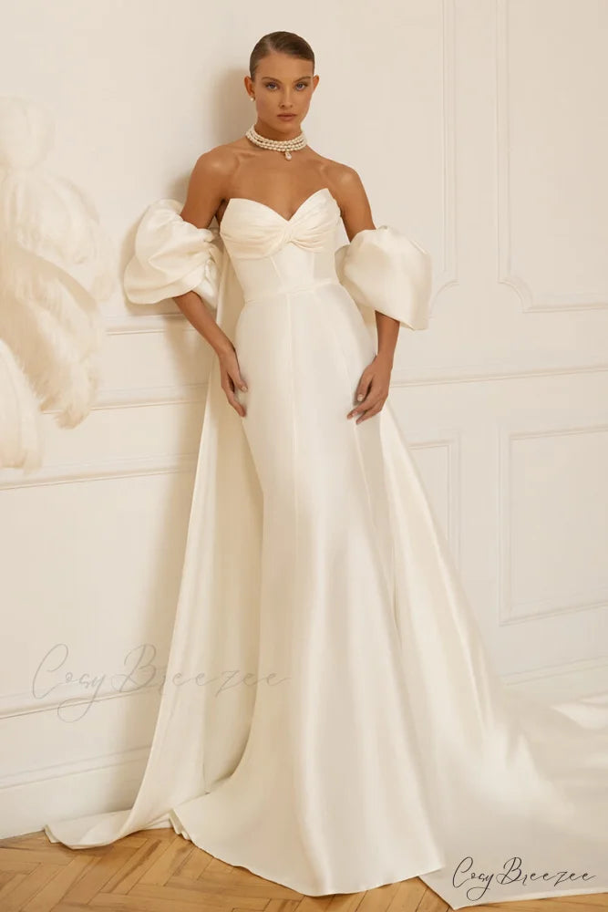 Passionate Love Strapless Trendy Satin Wedding Gown