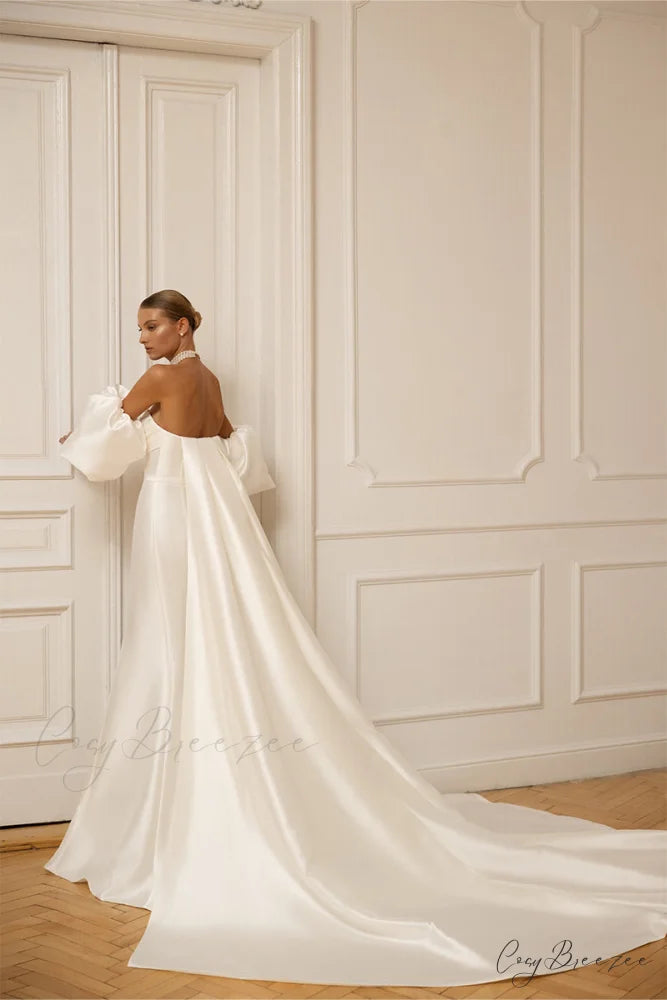 Passionate Love Strapless Trendy Satin Wedding Gown