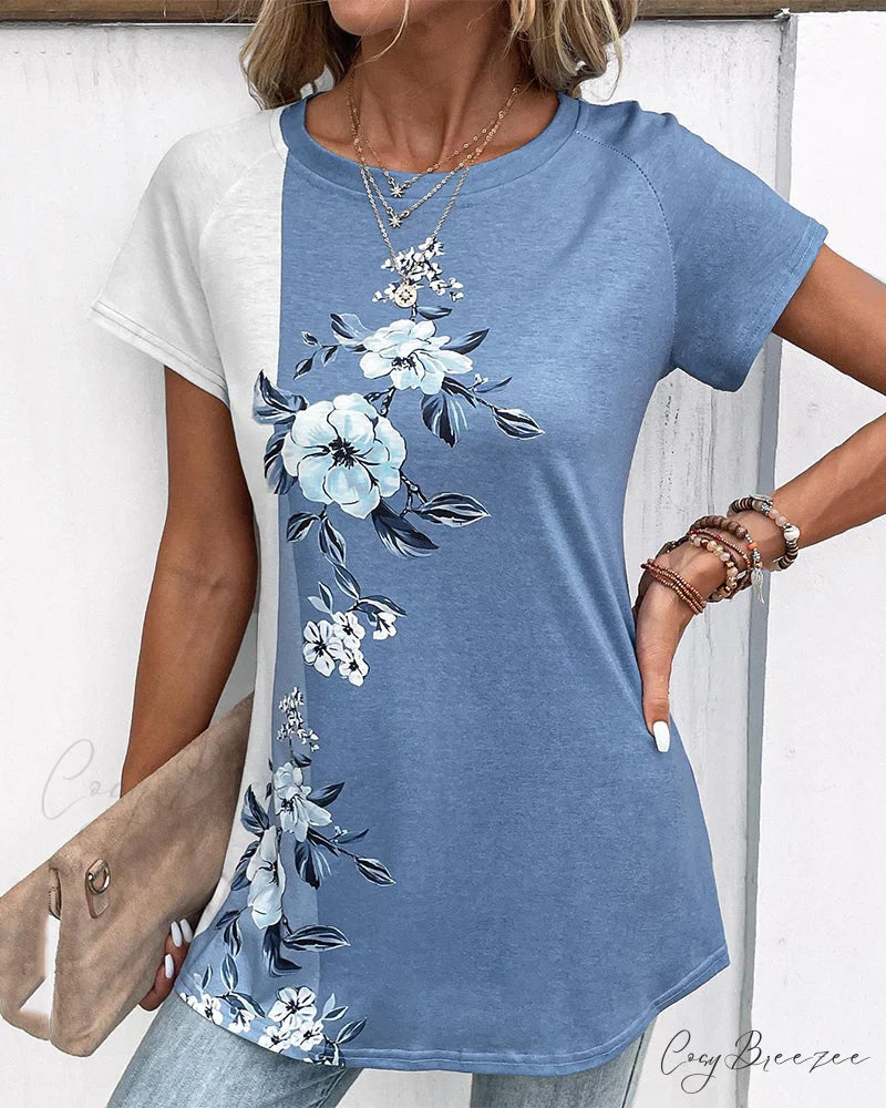 Patchwork Flowered Design T-Shirt