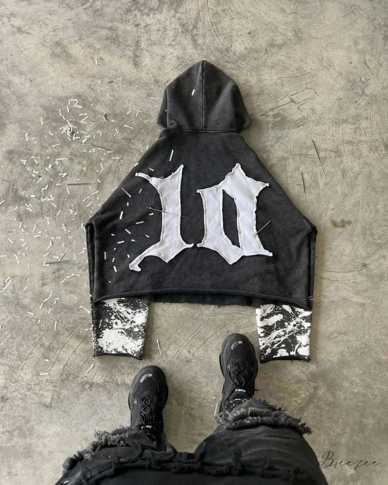 Patchwork Gothic Cotton Hoodie hoodies-241228