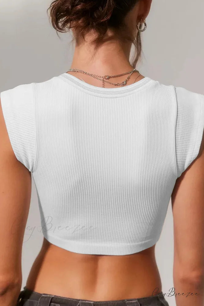 Patchwork Neck U Solid T-Shirt