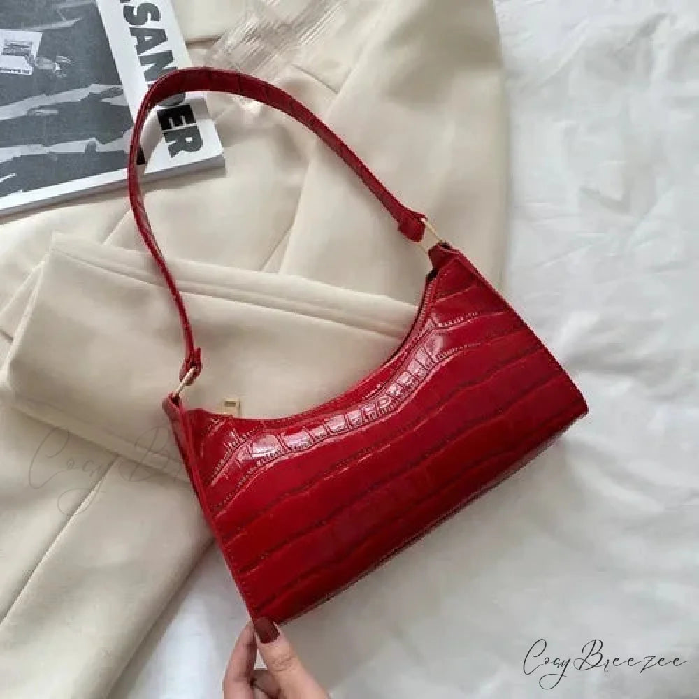 Patent Leather Designer Shoulder Handbag Brown shoulder-250126