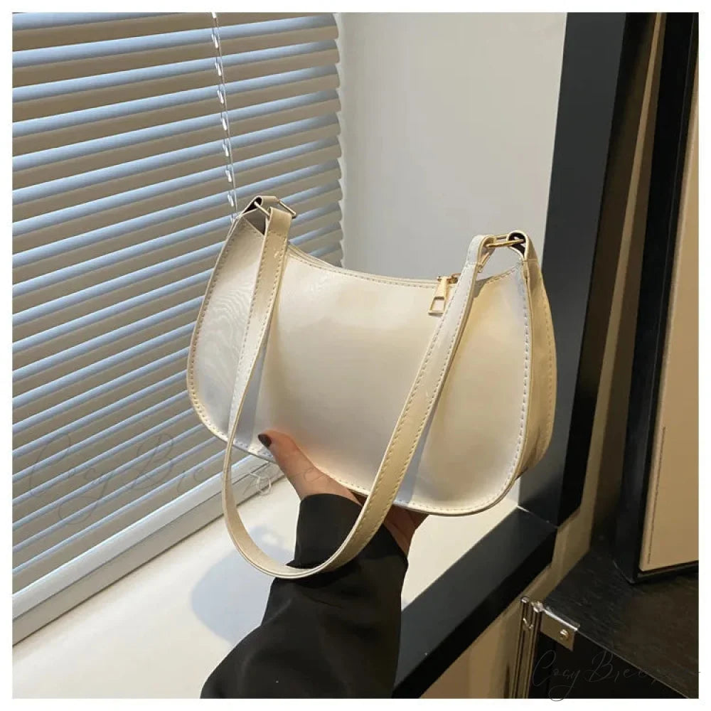Patent Leather Versatile Fashion Shoulder Bag White shoulder-250126