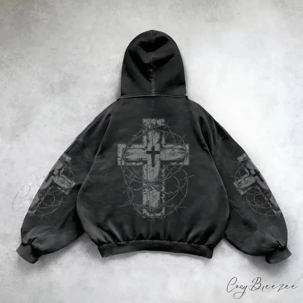 Pattern Printing Relaxed Hoodie hoodies-241228