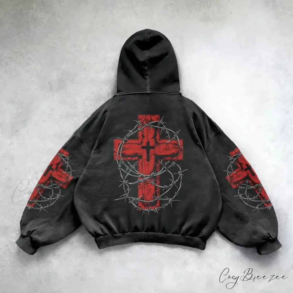 Pattern Printing Relaxed Hoodie hoodies-241228