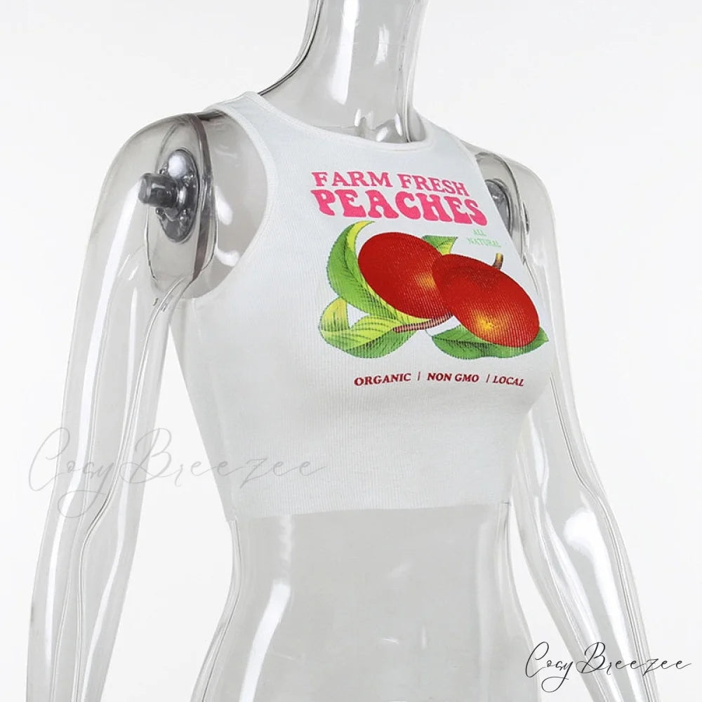 Peaches Graphic Stylish Tank Top