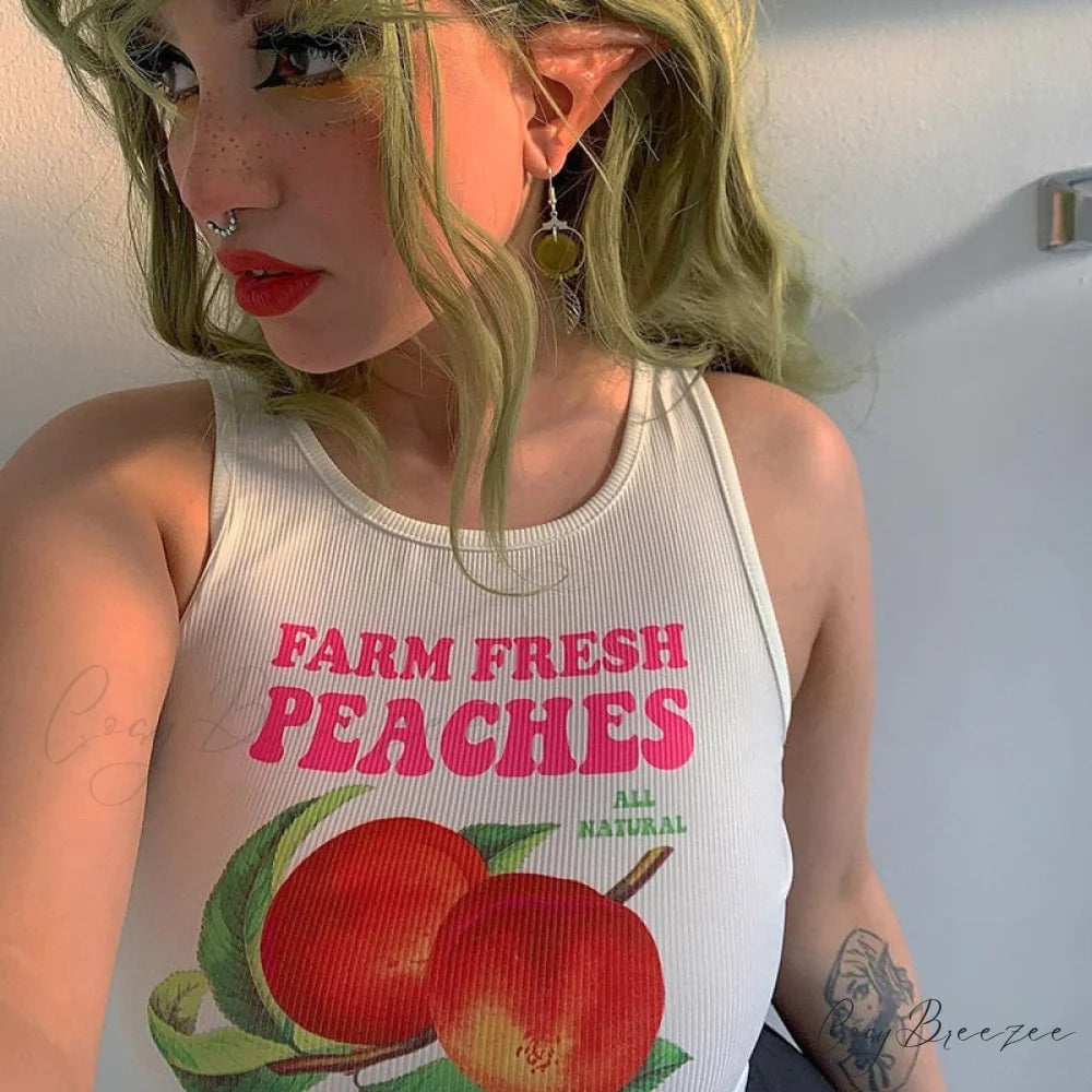 Peaches Graphic Stylish Tank Top