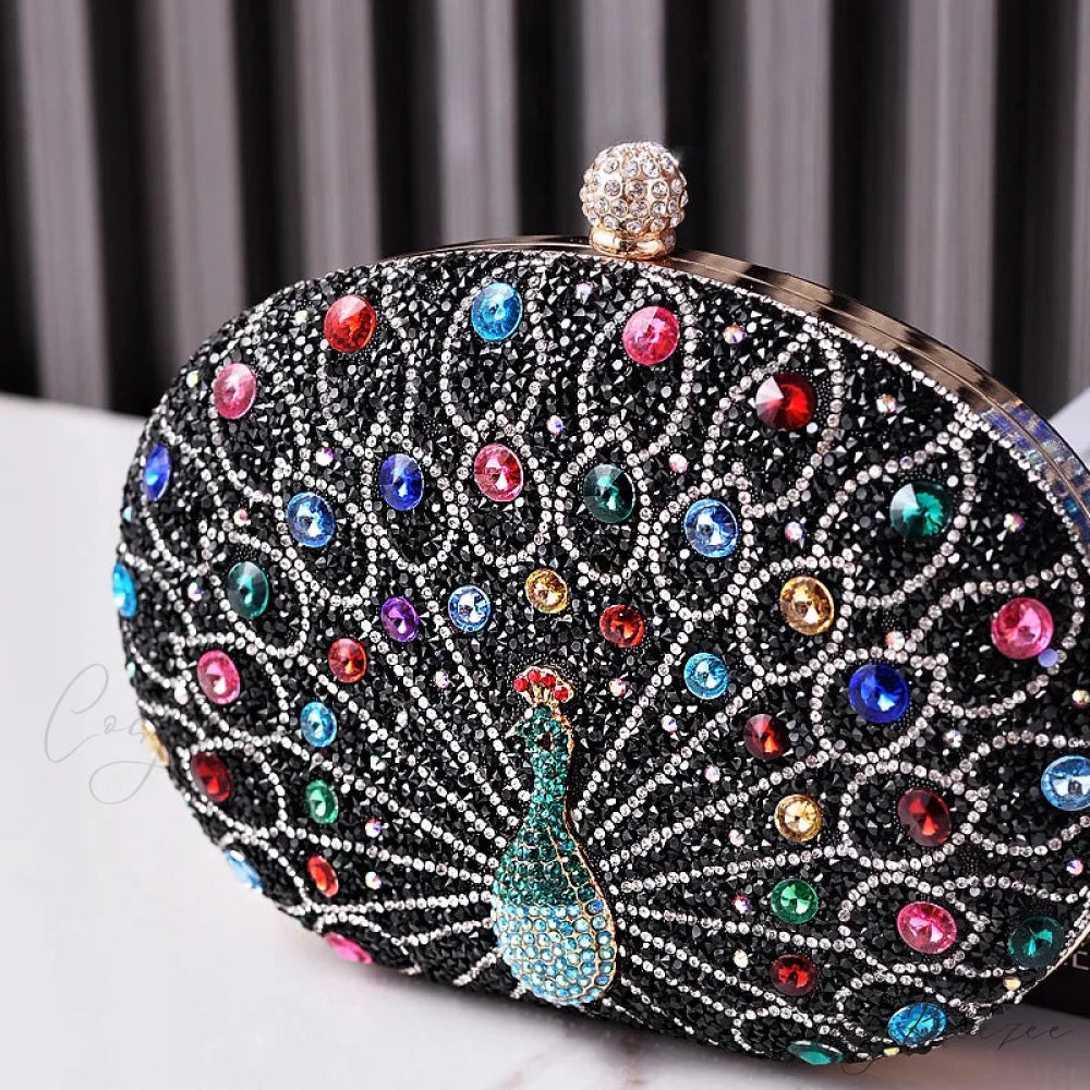 Peacock Diamond Rhinestone Evening Shoulder Clutch Bag clutchbag-250126
