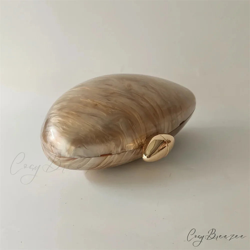 Pearl Brown Marble Acrylic Evening Clutch Bag clutchbag-250126