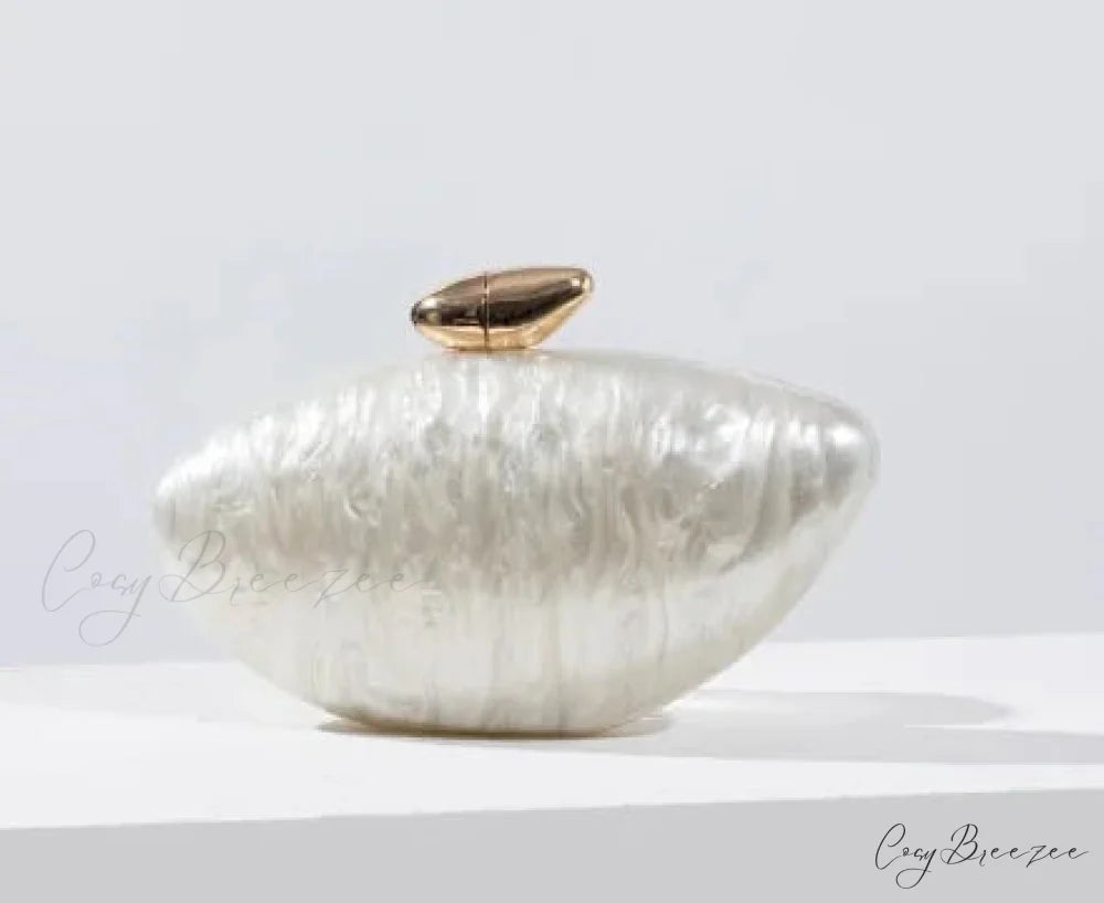 Pearl Brown Marble Acrylic Evening Clutch Bag o shape chain9 clutchbag-250126