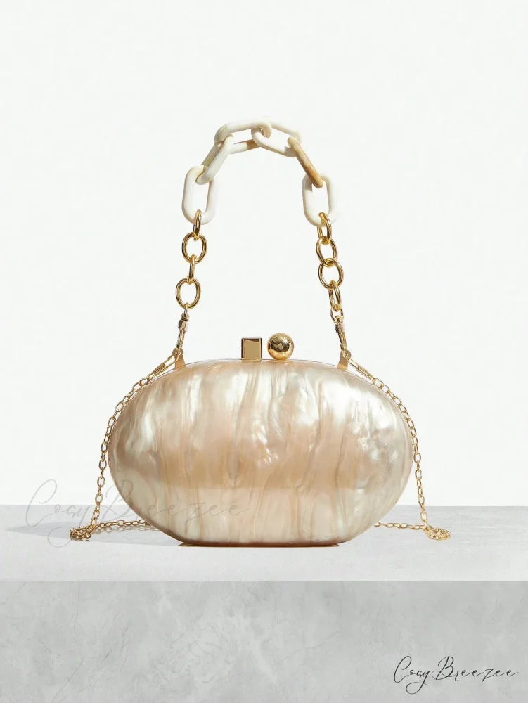 Pearl Brown Orange Acrylic Box Clutch picture show2 clutchbag-250126