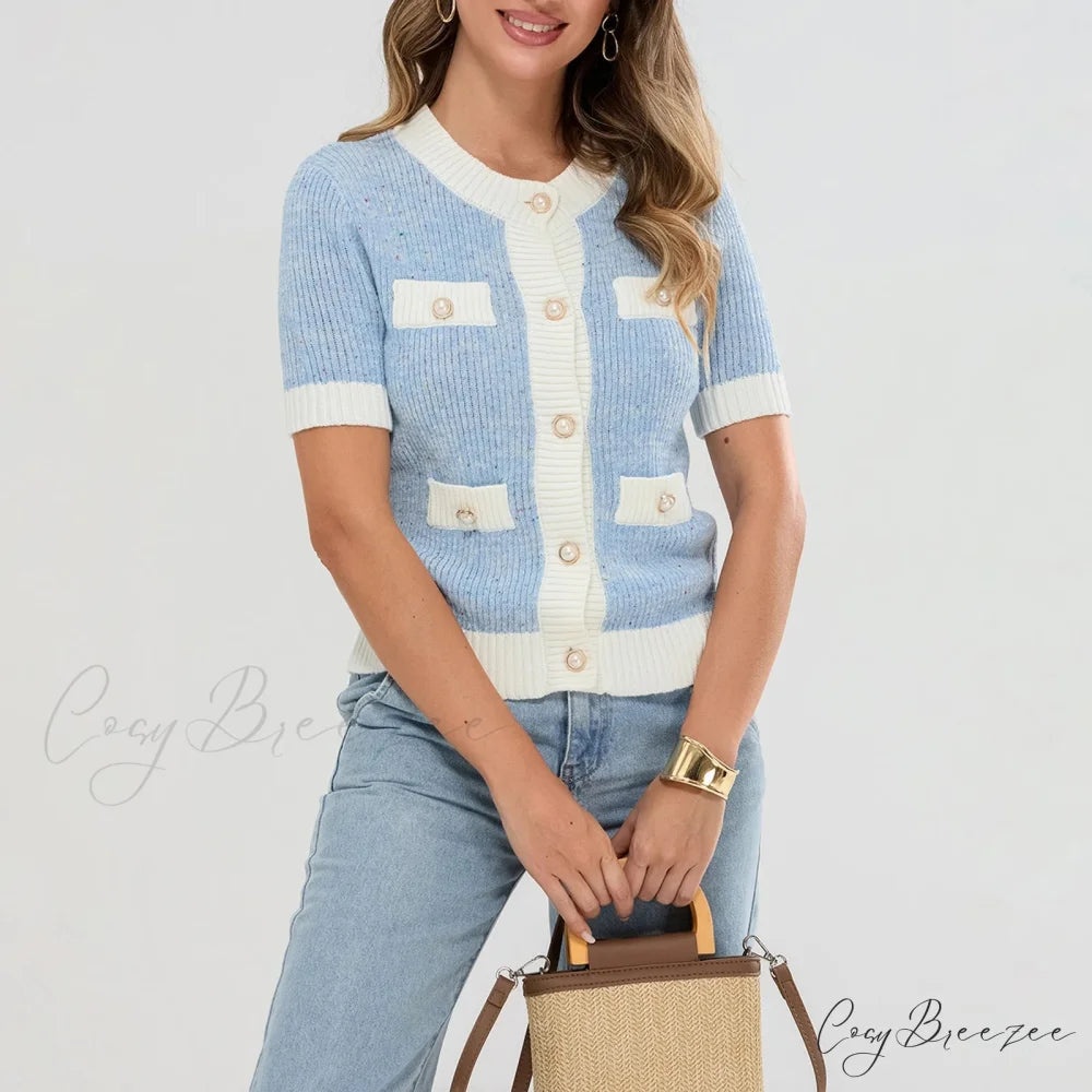 Pearl Button Short Sleeve Cardigan