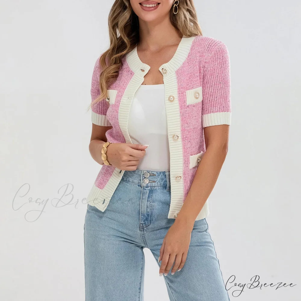 Pearl Button Short Sleeve Cardigan