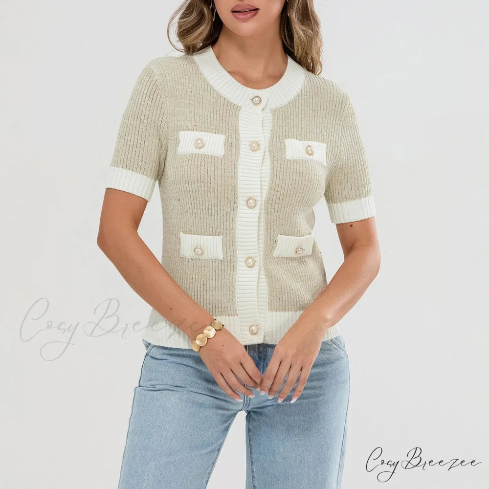 Pearl Button Short Sleeve Cardigan