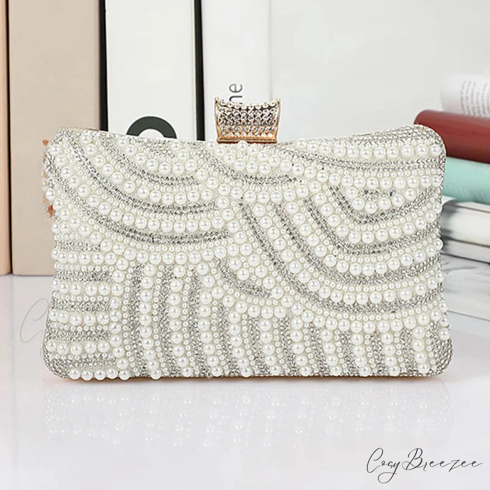 Pearl Diamond Wedding Evening Clutch wristlet-250126