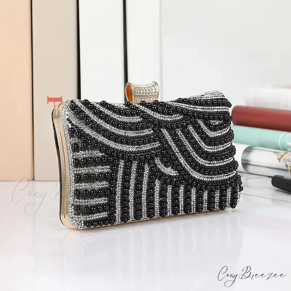 Pearl Diamond Wedding Evening Clutch wristlet-250126