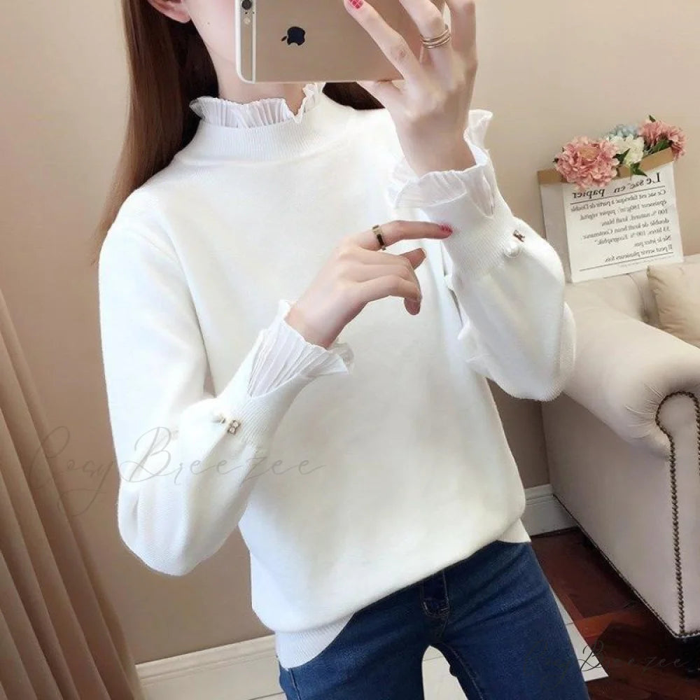 Pearl Embellished Holly Sweater XXS / White