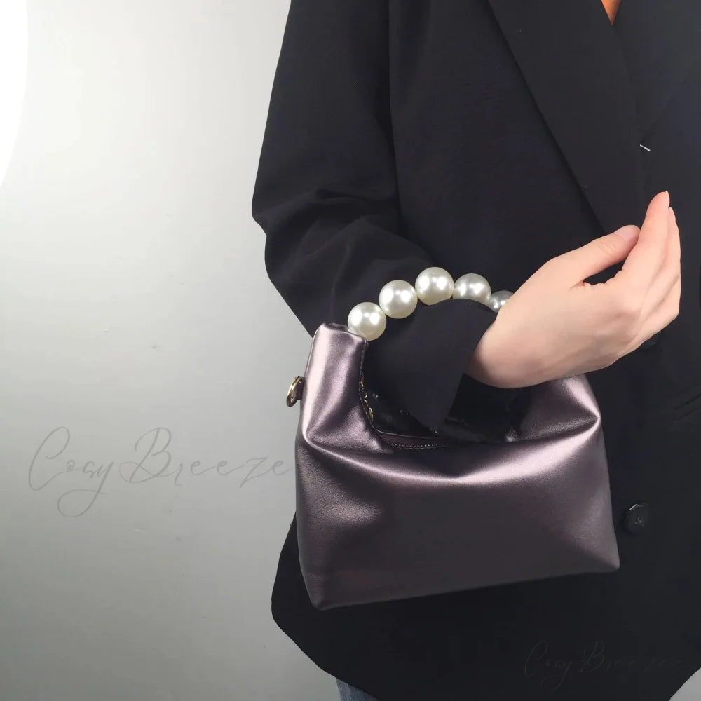 Pearl Handle Fashion Clutch Purple clutchbag-250126