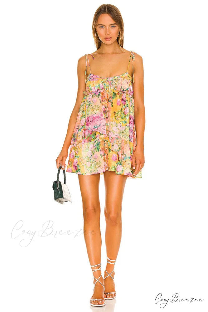 Perfect Vacay Floral Trendy Print Mini Dress