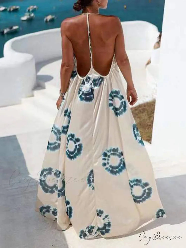 Personalized Casual Stylish Printed Strappy Dress