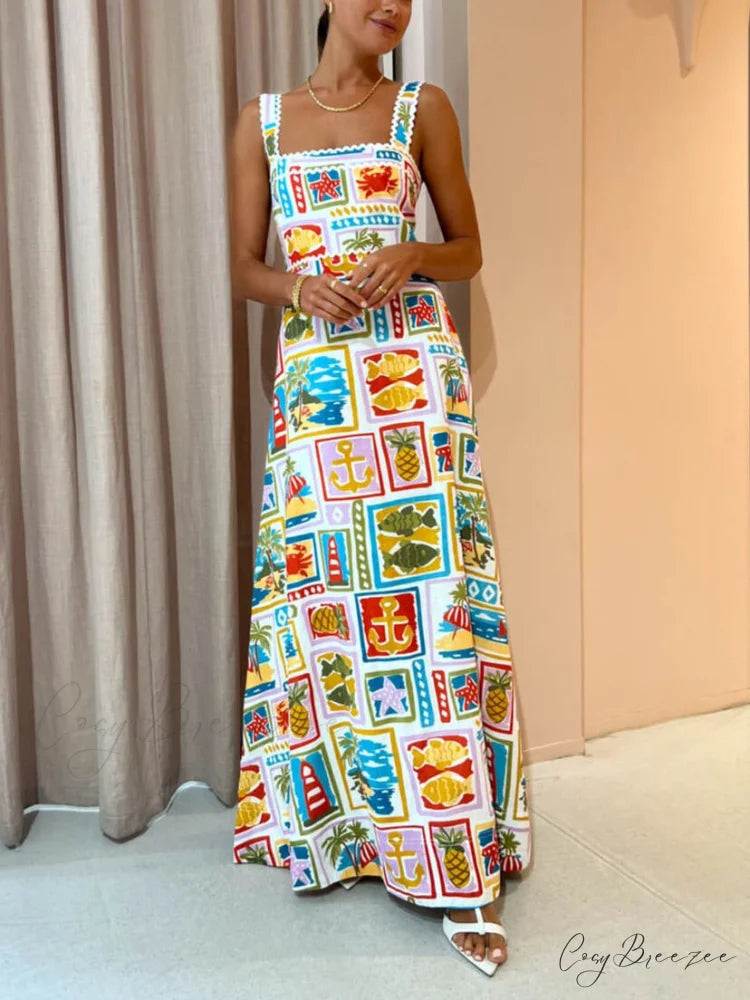 Personalized Graffiti Strap Charming Sexy Lace Midi Dress