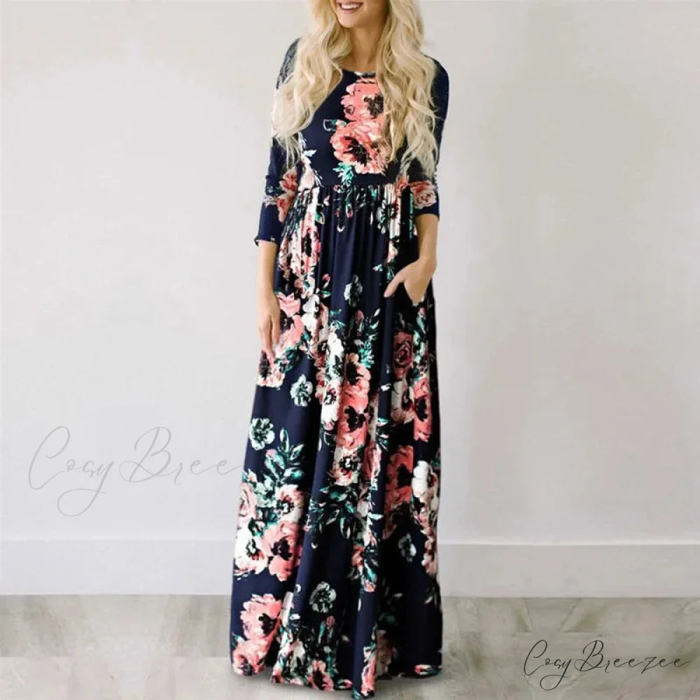 Pink Boho Floral Maxi Dress Navy1 / S oldfloraldress-250126