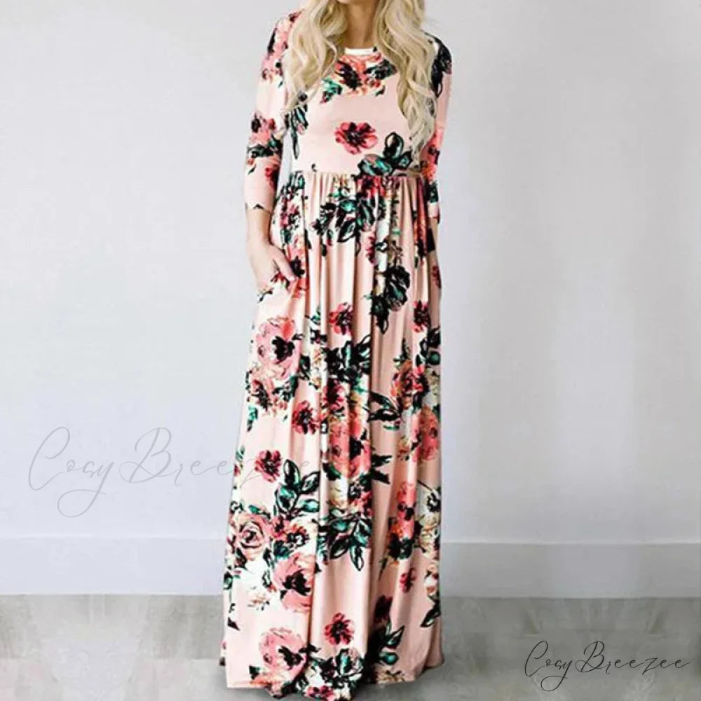 Pink Boho Floral Maxi Dress Pink1 / S oldfloraldress-250126