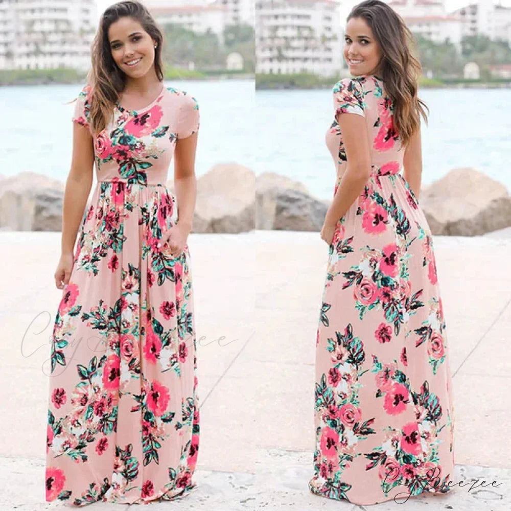 Pink Boho Floral Maxi Dress Pink2 / S oldfloraldress-250126