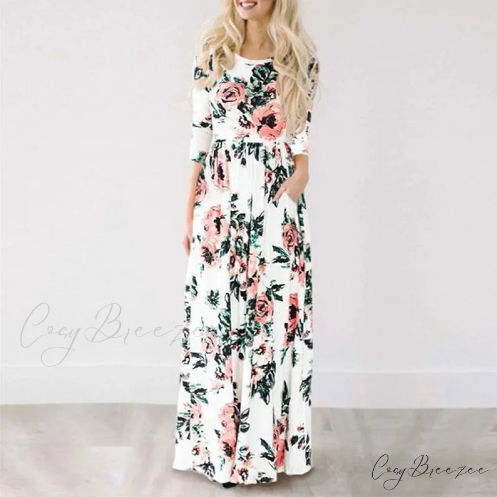 Pink Boho Floral Maxi Dress White1 / S oldfloraldress-250126