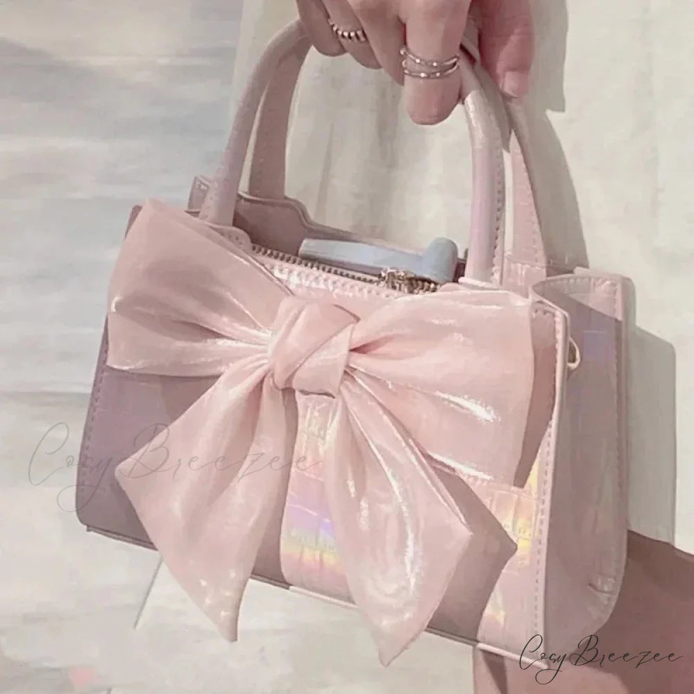 Pink Bowknot Small Square Crossbody Bag handbag-250126