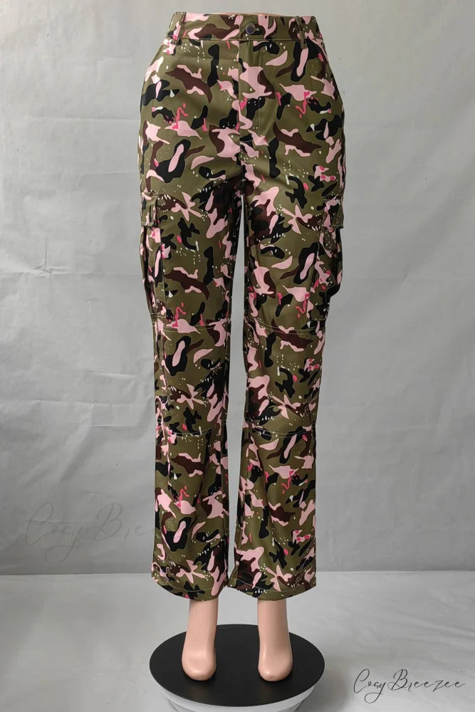 Pink Camo High Waist Pants