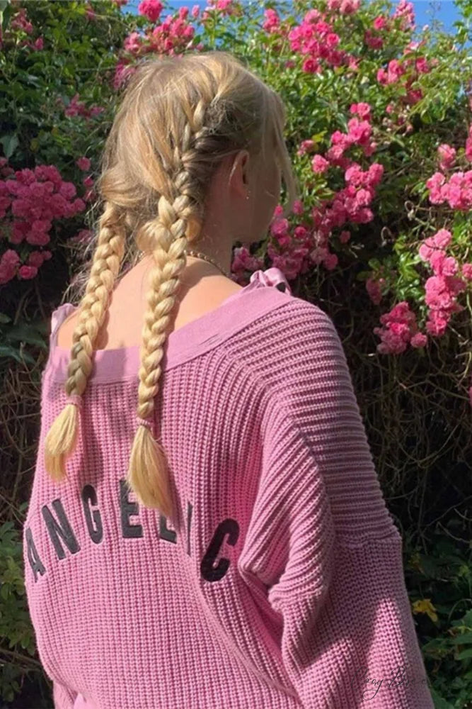 Pink Embroidered Button-Front Cardigan Pink / L
