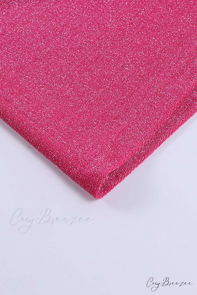 Pink Glitter Tie-back Dress with Slit