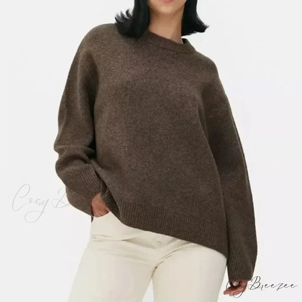 Pink Streetwear O-neck Sweater Brown / S swraters-241228
