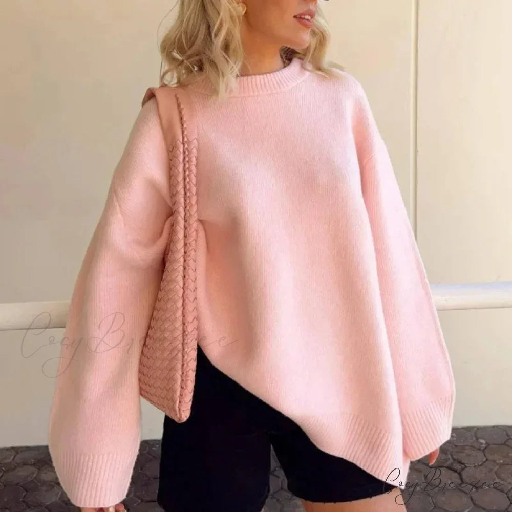Pink Streetwear O-neck Sweater swraters-241228