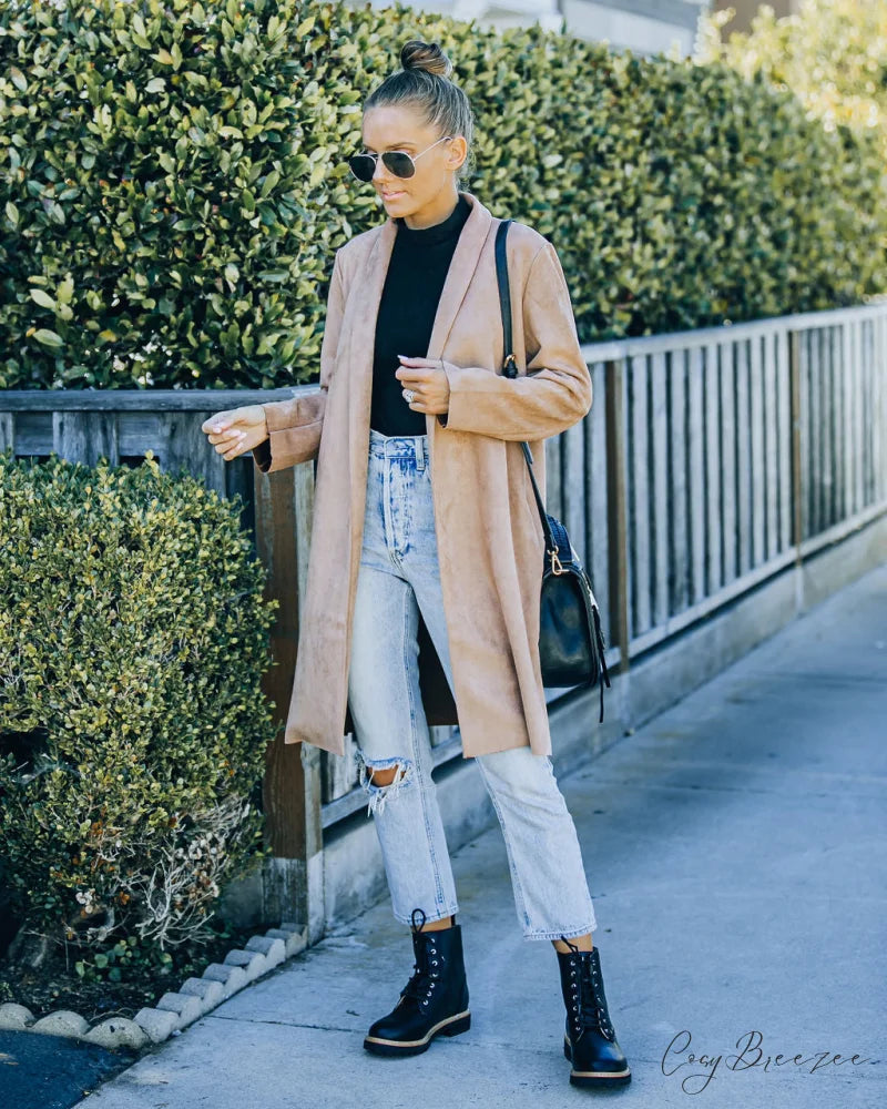 Pittsburgh Faux Suede Coat with Pockets