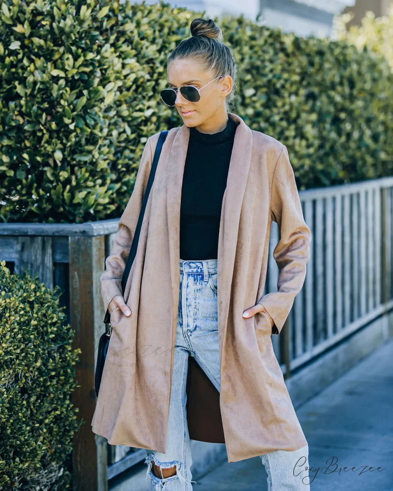 Pittsburgh Faux Suede Coat with Pockets