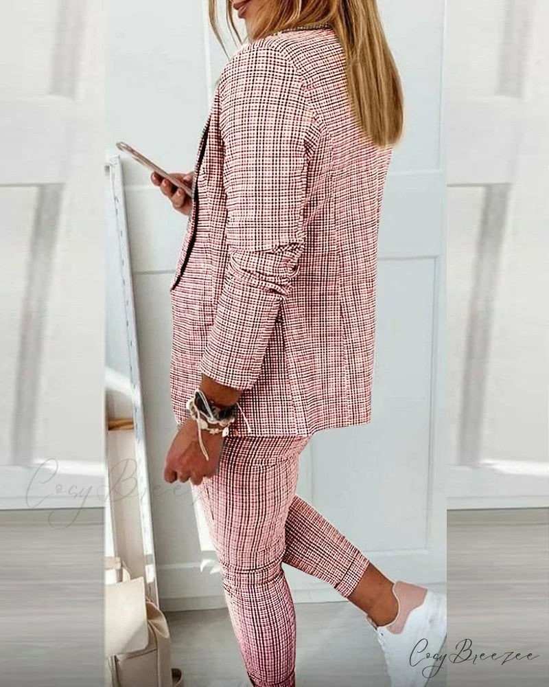 Plaid Comfortable Casual Women’s Suit