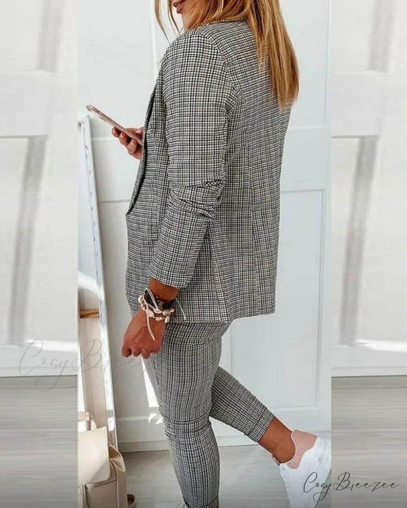 Plaid Comfortable Casual Women’s Suit