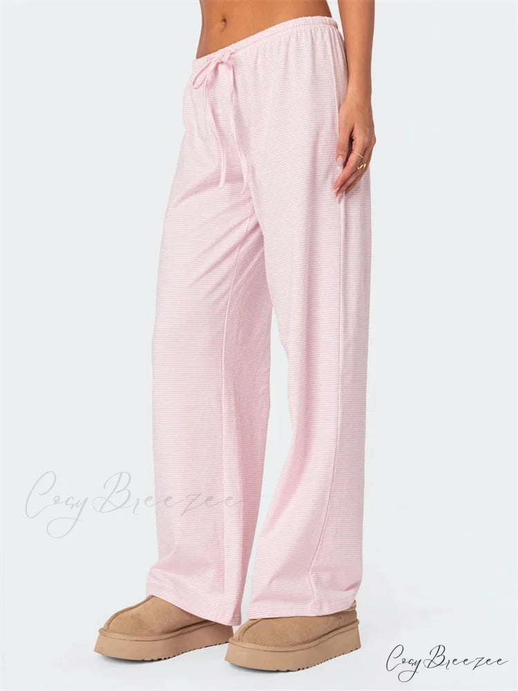 Plaid Elevated-Waist Pull-Tie Spacious Streetwear Pant pant-250223